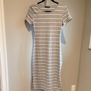 SHEIN Classic Gray and White Midi Dress